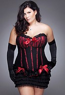 Corset with rhinestones and bows, plus size